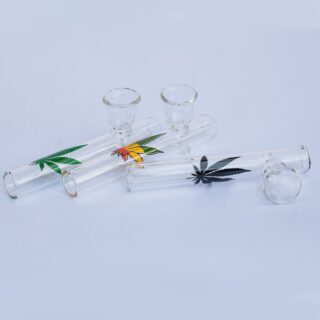 Glass Pipes with leaf print