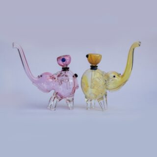 Glass Elephant Bubbler – Pink or Gold